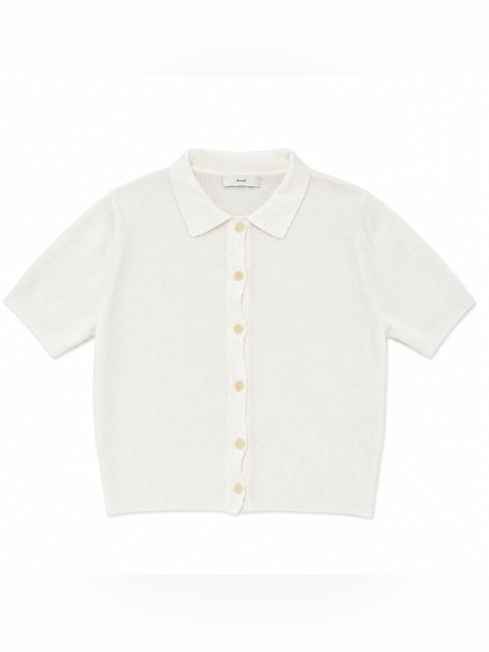 Dunst Open Collar Summer Bouclé Knit Cardigan Off White Size S Korean Designer